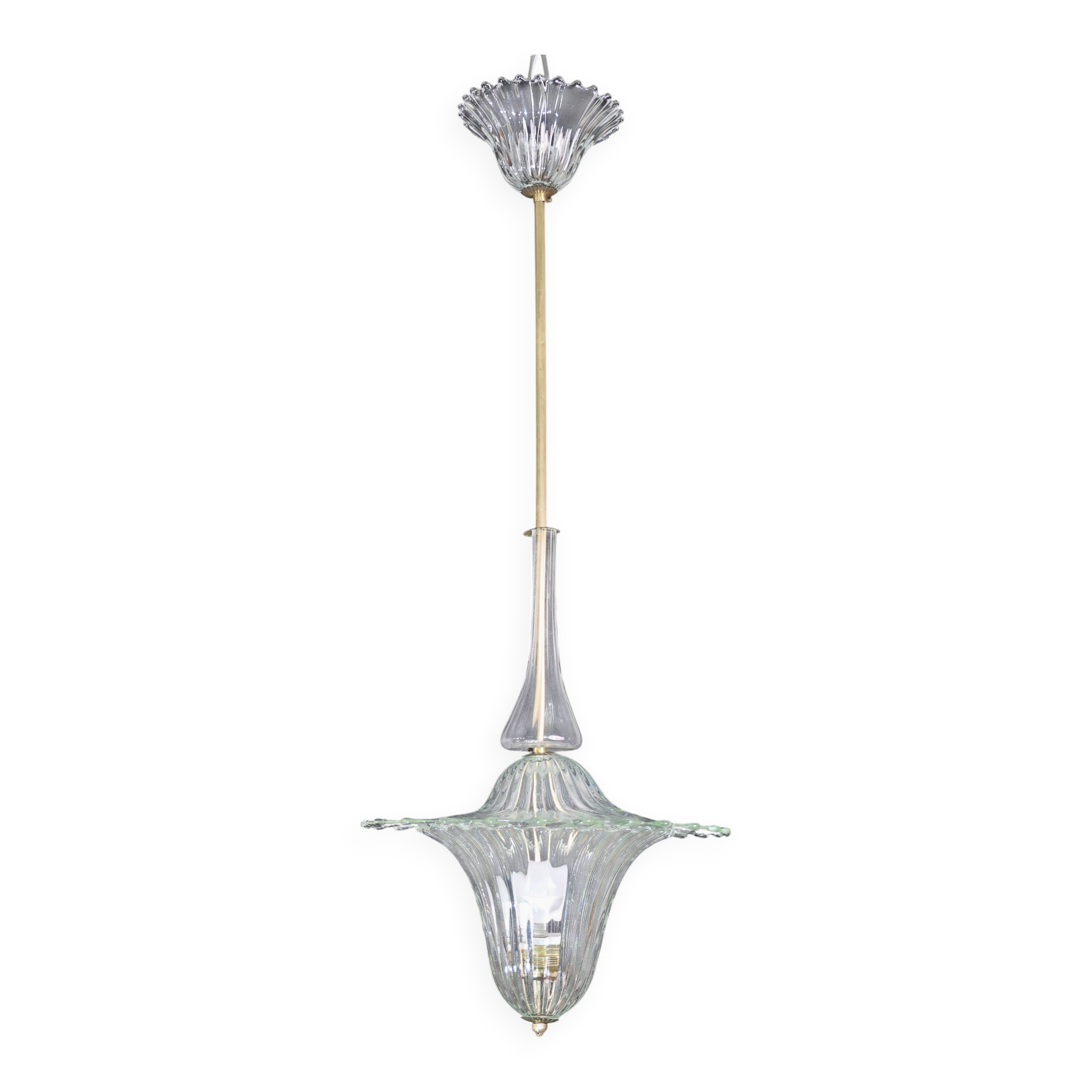 Elegant Art Decò Murano Glass Lantern by Barovier e Toso Pendant Light, 195