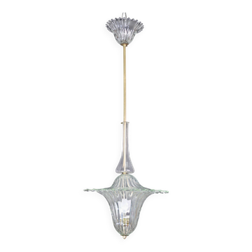 Élégante lanterne en verre Murano Art Déco par Barovier e Toso, lumière suspendue, 195