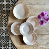 Ensemble de service assiettes et plat Digoin rose pâle