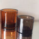 Kivi Iittala candle holders in orange and cinnamon glass 1988