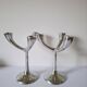 Vintage aluminium candlestick duo