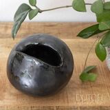 Ceramic Black Orb, Vintage Studio Pottery Art Piece, 1960/1970 Design