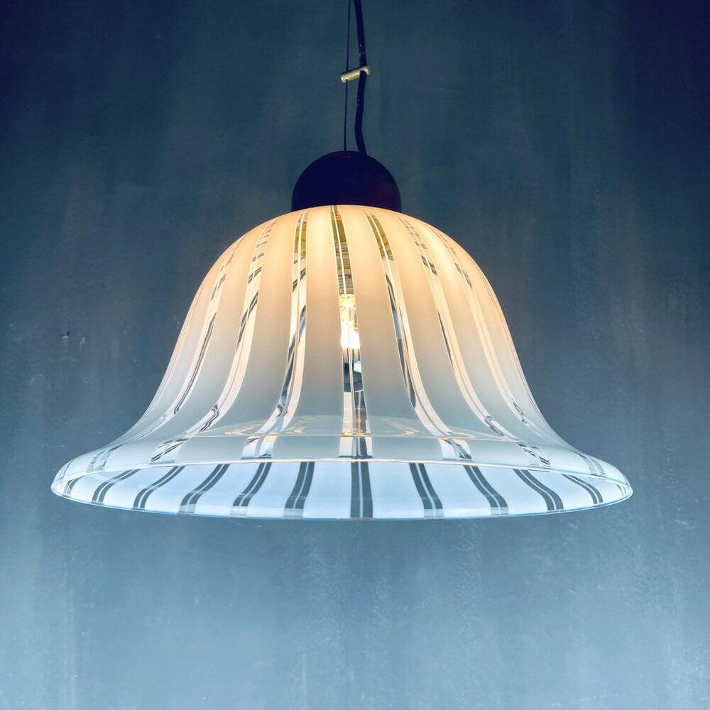 Vintage white Murano glass suspension, Italy, 1970s.