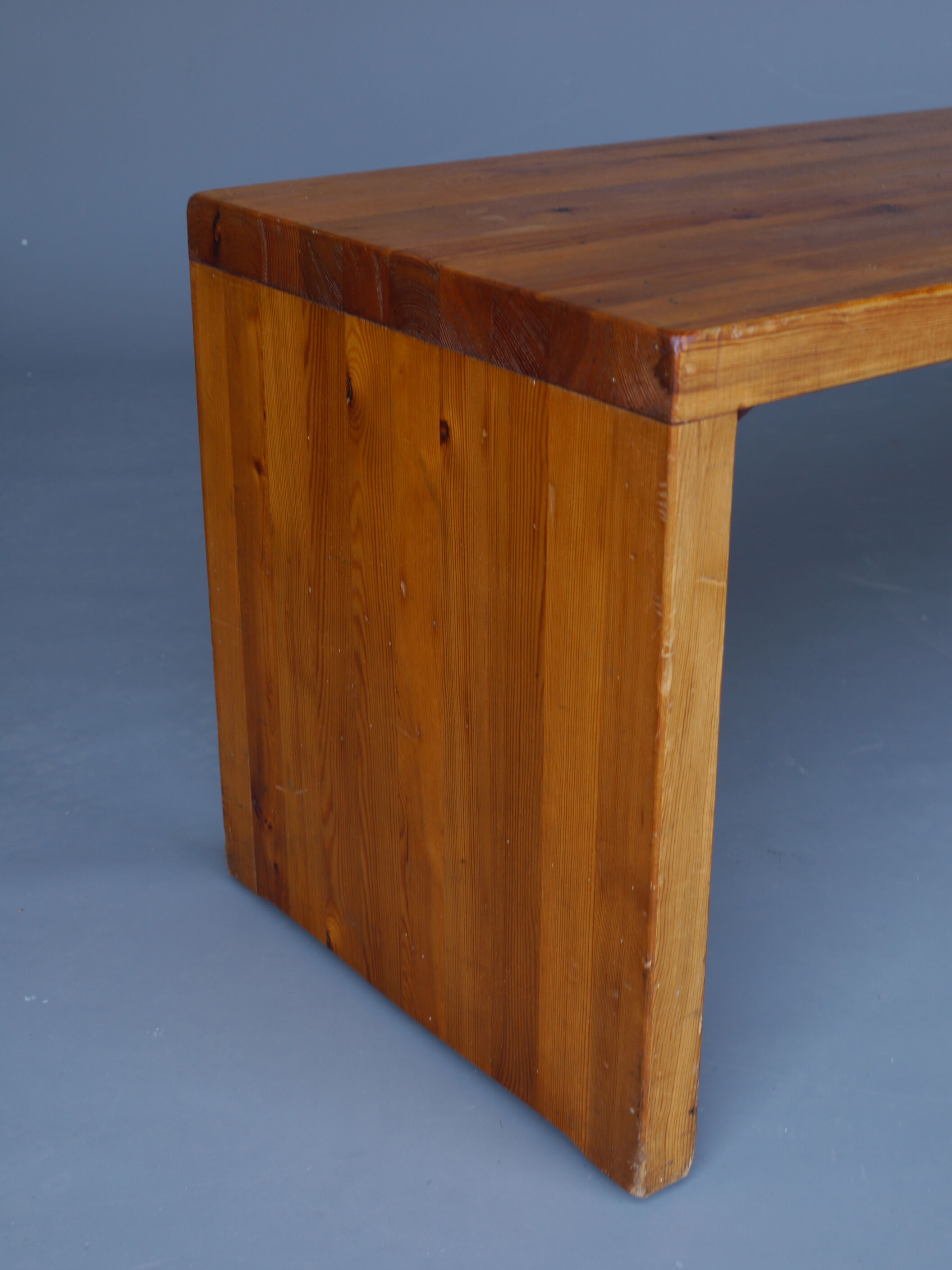 Vintage Scandinavian long pine bench. 1960s