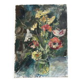 Bouquet, old fabric signed Rouban