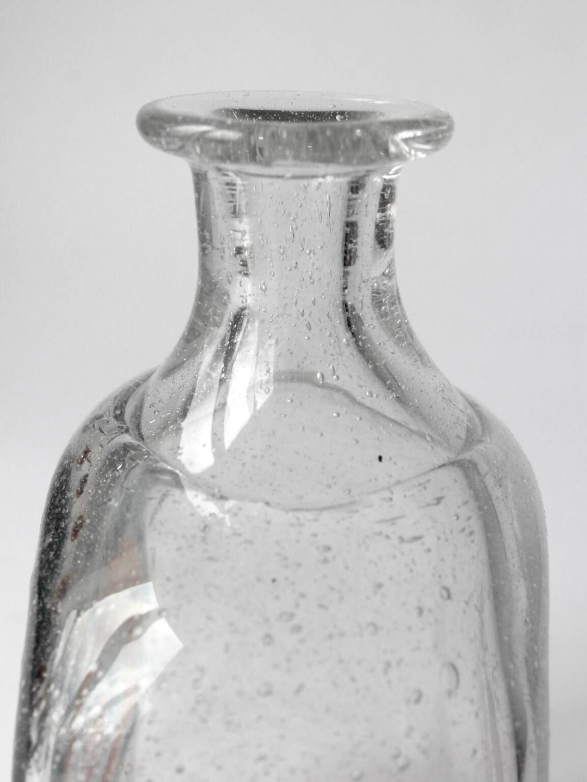 Vintage Bubble Glass Bottle With Abstract Motifs