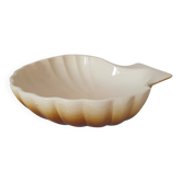 Brown and white ceramic shell bowl