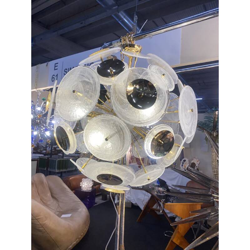 Contemporary Venied-White “Alabastro” Glass Sputnik Chandelier