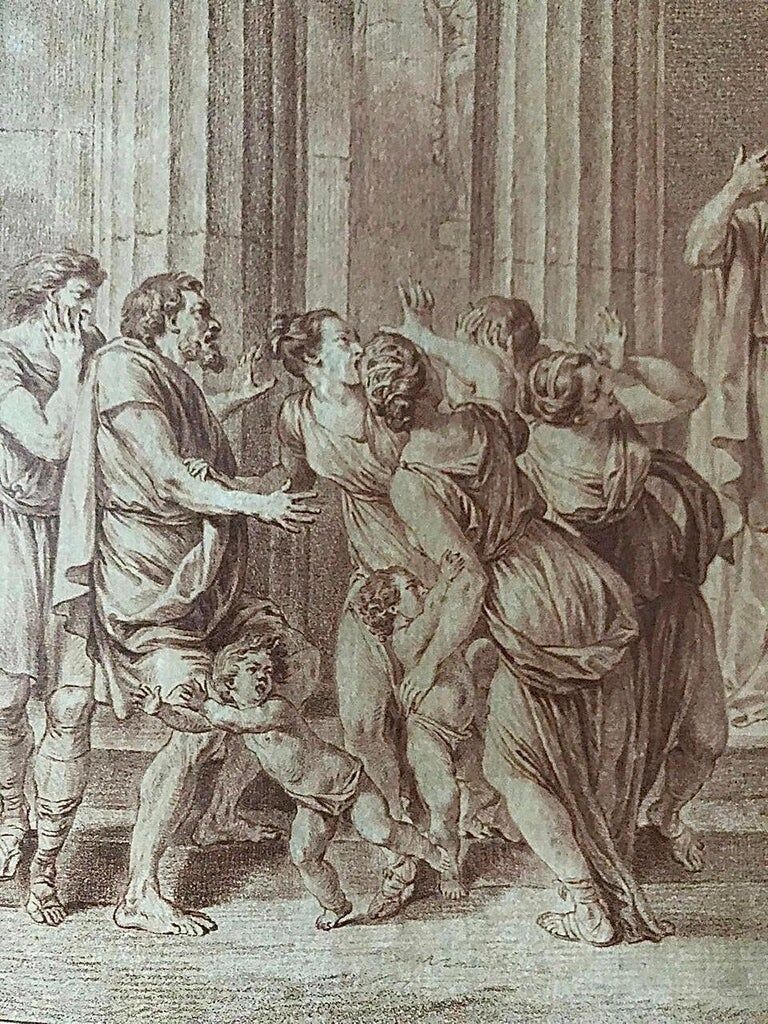 Charles Nicolas Cochin, Lycurgus wounded in a sedition, engraving, eighteenth century