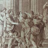 Charles Nicolas Cochin, Lycurgus wounded in a sedition, engraving, eighteenth century