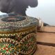 Metal candy box, flower and mosaic decoration, 60