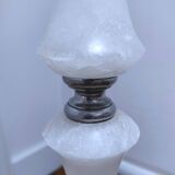 Solid alabaster floor lamp with metal trim from the 70s