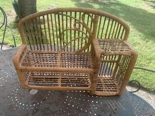Étagère en bambou et rotin vintage