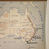 Old school map of geography of Australia and Asia double-sided