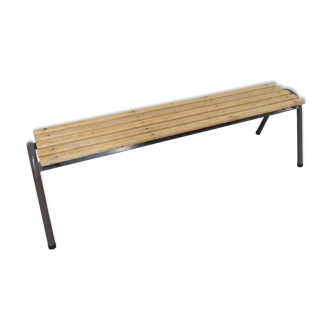 Industrial bench from school, slatted bench