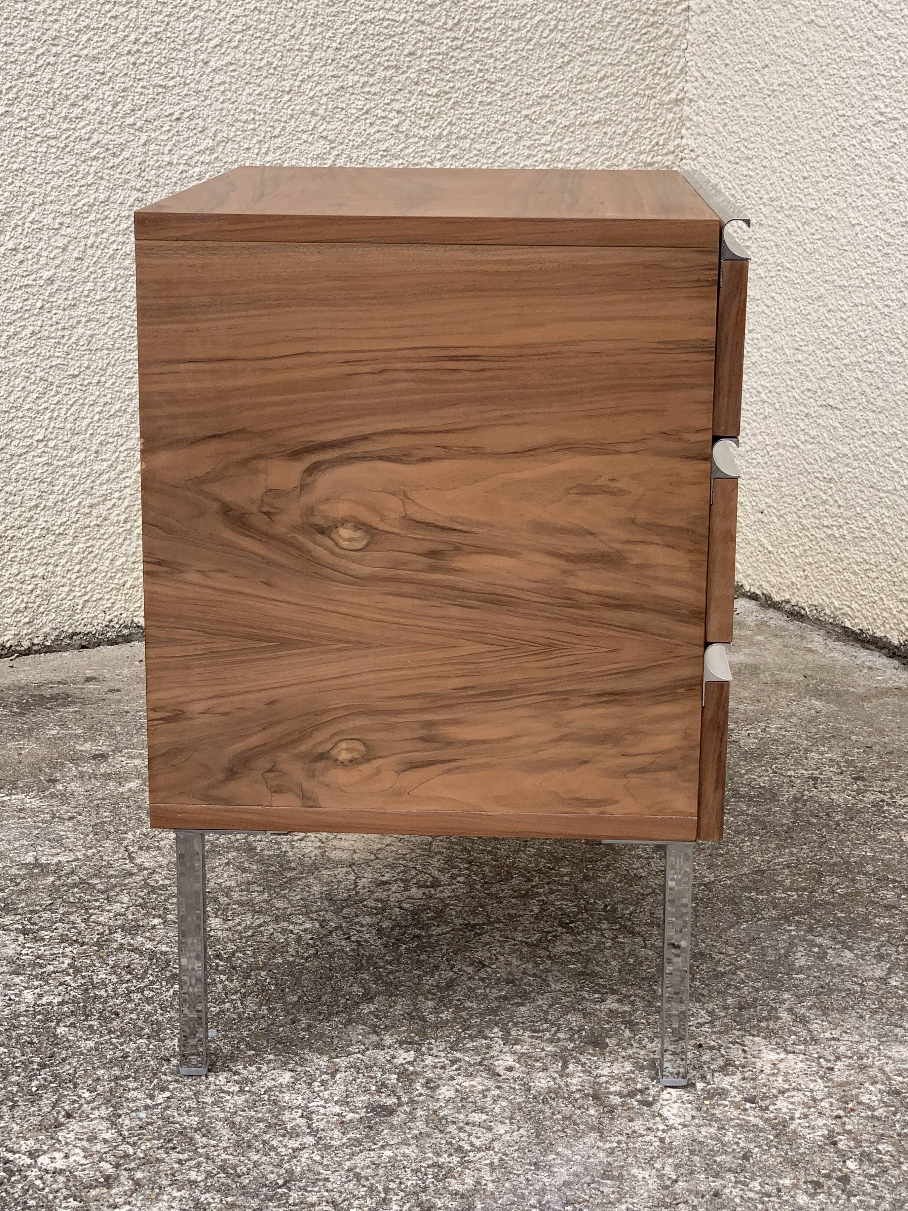 Vintage rosewood chest of drawers aluminum and chrome 1960