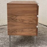 Vintage rosewood chest of drawers aluminum and chrome 1960