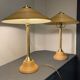 Vintage Pencil Reed table lamp set, Italy, 1970s
