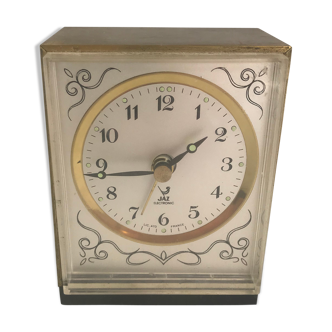 Former brass clock - black metal base - vintage decoration Plexiglas