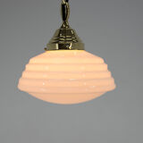 Suspension Art Nouveau en laiton et verre opalin, années 1920