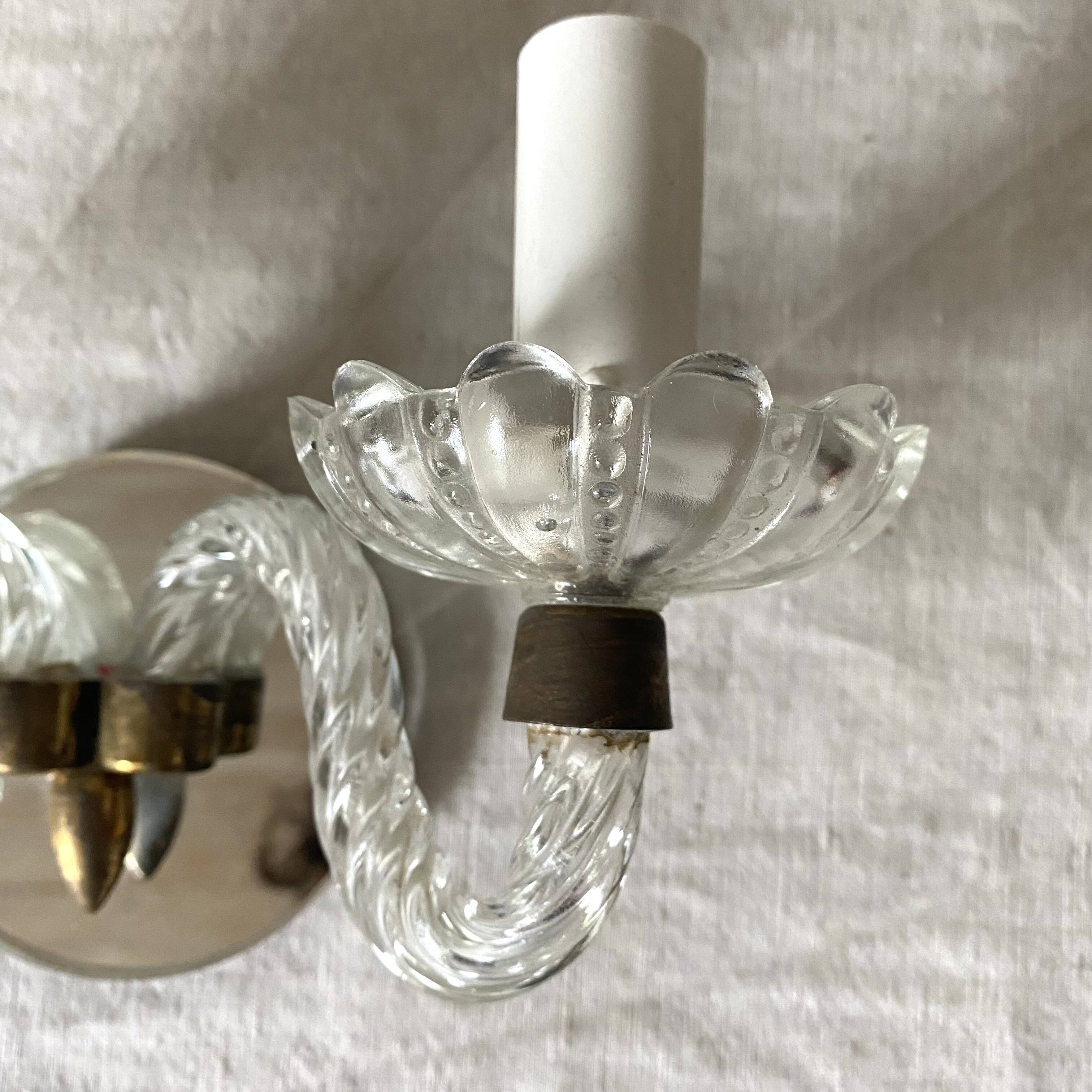 2-light murano glass and mirror wall light