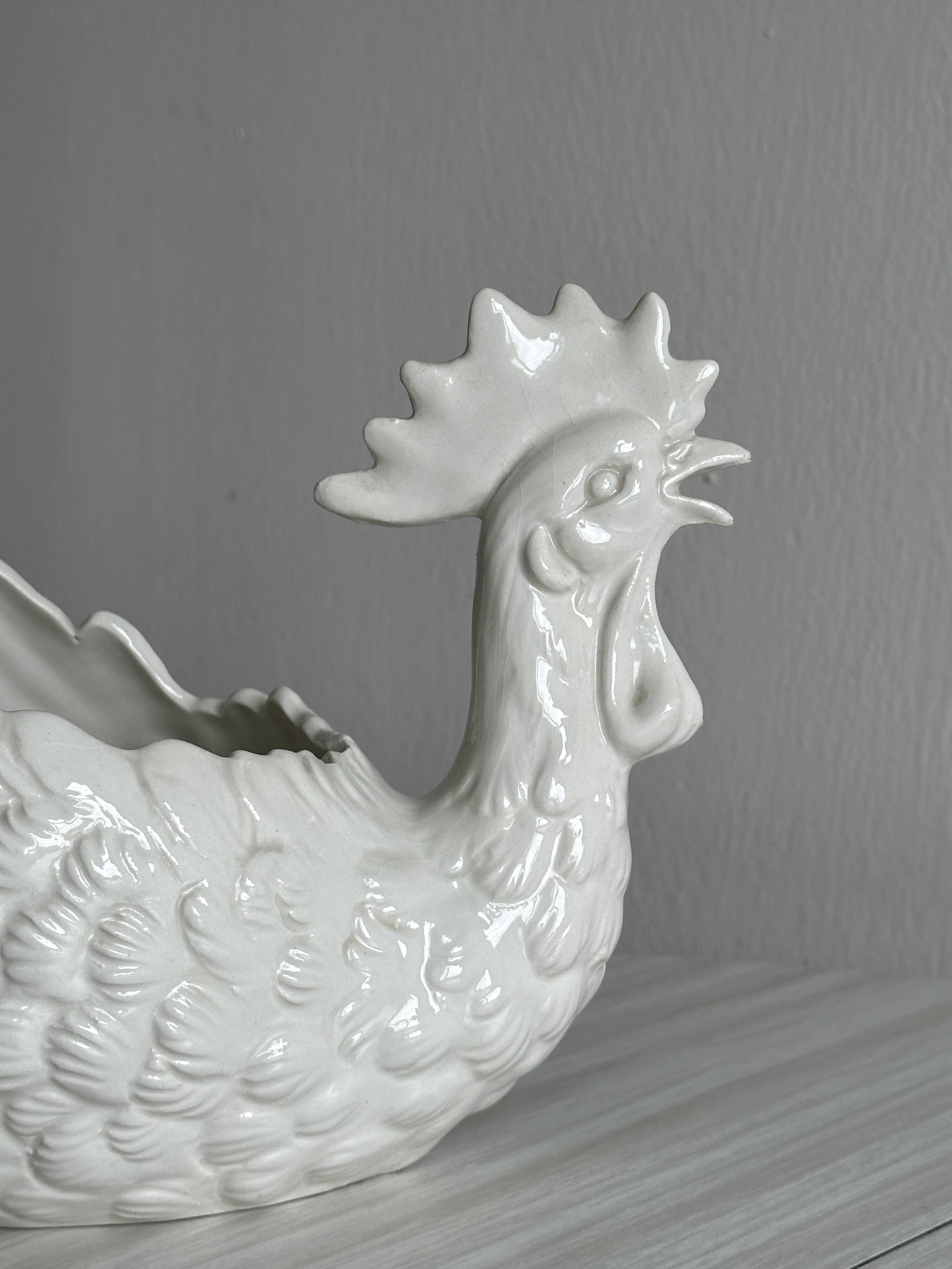 White ceramic egg basket