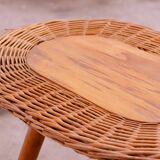 Mid century rattan stool by Jan Kalous for ÚLUV, 1960´s, Czechoslovakia