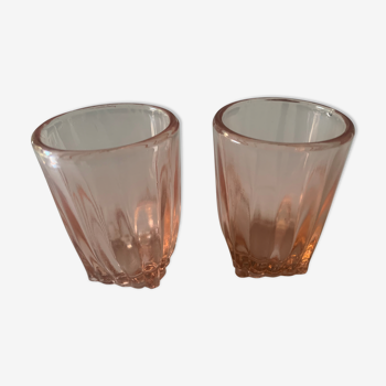 Set of 2 liquor glasses, pink glass