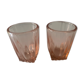 Set of 2 liquor glasses, pink glass