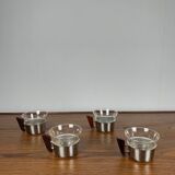Set of 4 metal and glass cups, 1970
