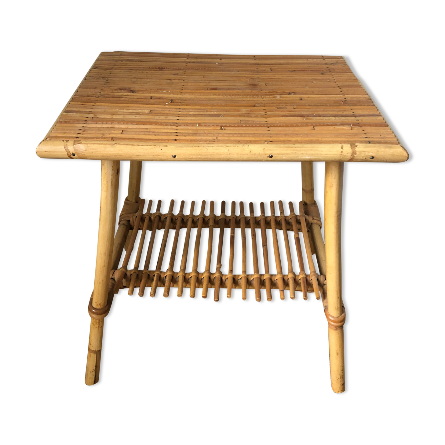 Small table, bedside table, end of sofa, rattan