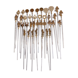 37 turkish barbecue skewer picks in brass and stainless steel