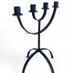 Mid-Century Minimalistic Black Wrought Iron Menorah Candelabra