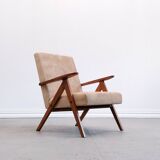 1960 Mid Century Easy Chair Model B 310 Var in Beige Velvet