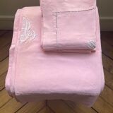 Old pink sheet and its 2 pillowcases
