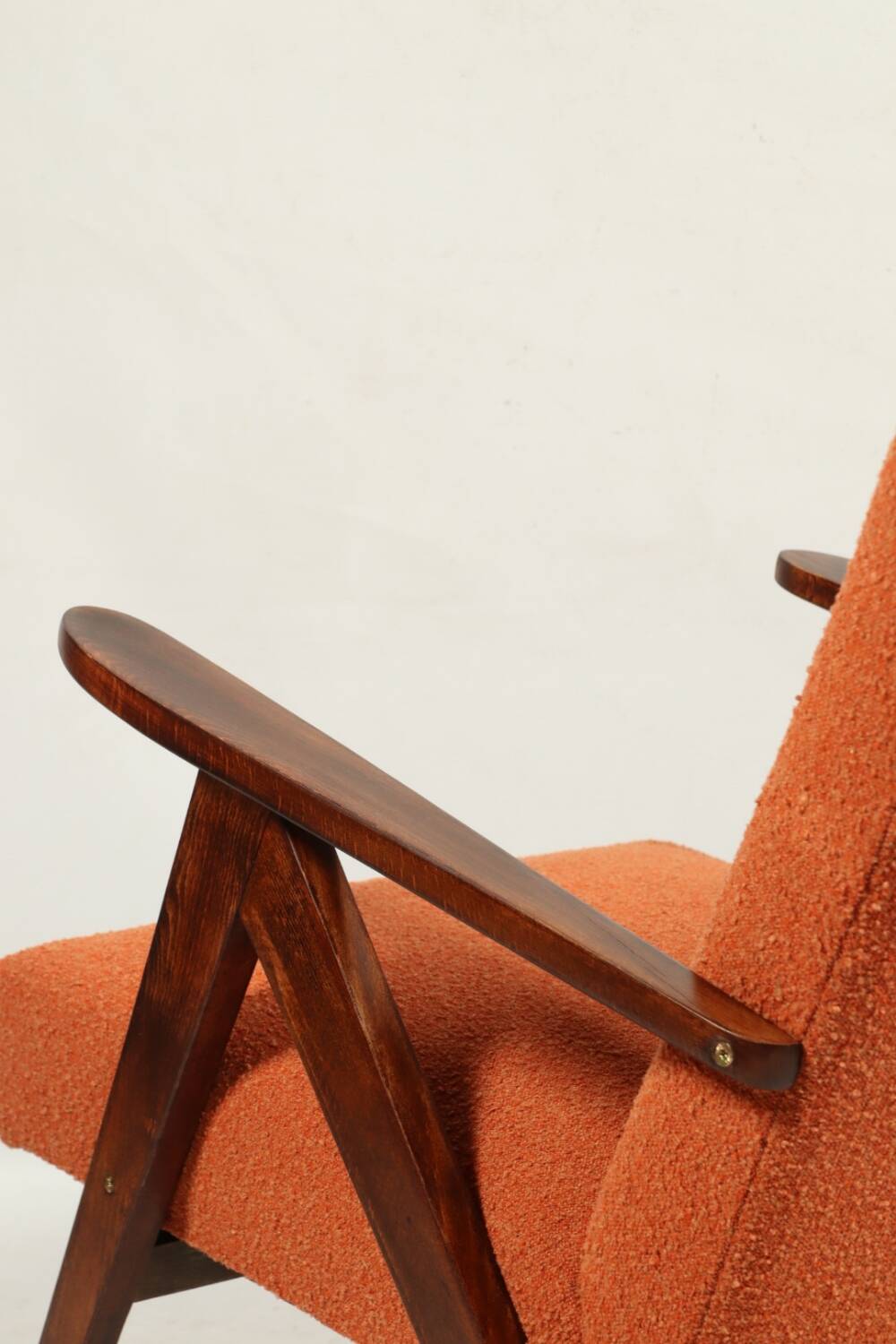 Vintage orange papaya zig zag bouclé armchair 1970