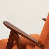 Vintage orange papaya zig zag bouclé armchair 1970