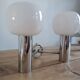 Pair of vintage wall lights in chromed metal and opaline 1970