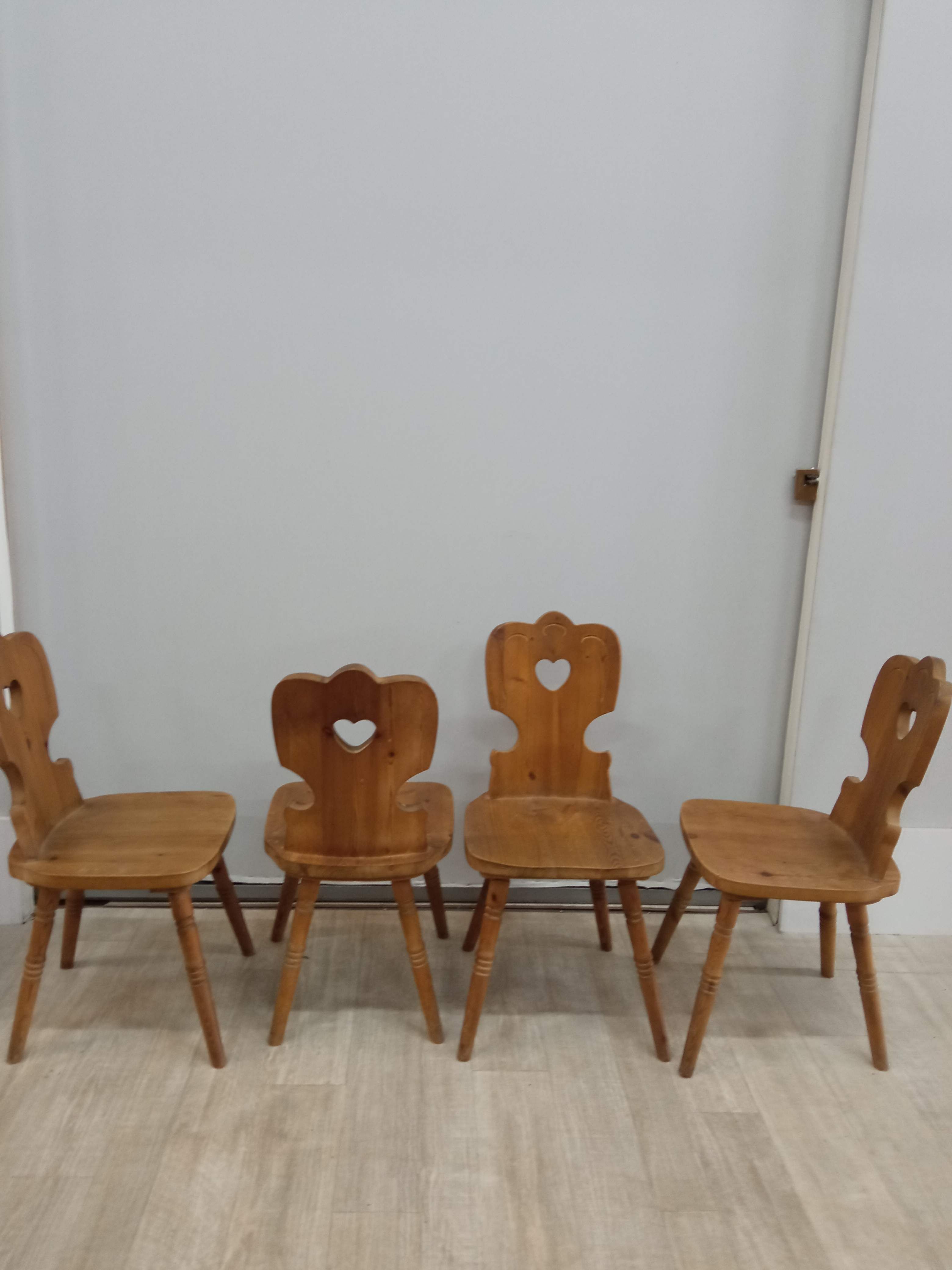 Series of 4 Savoyard pine chairs