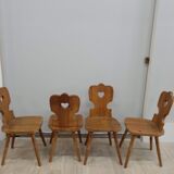 Series of 4 Savoyard pine chairs