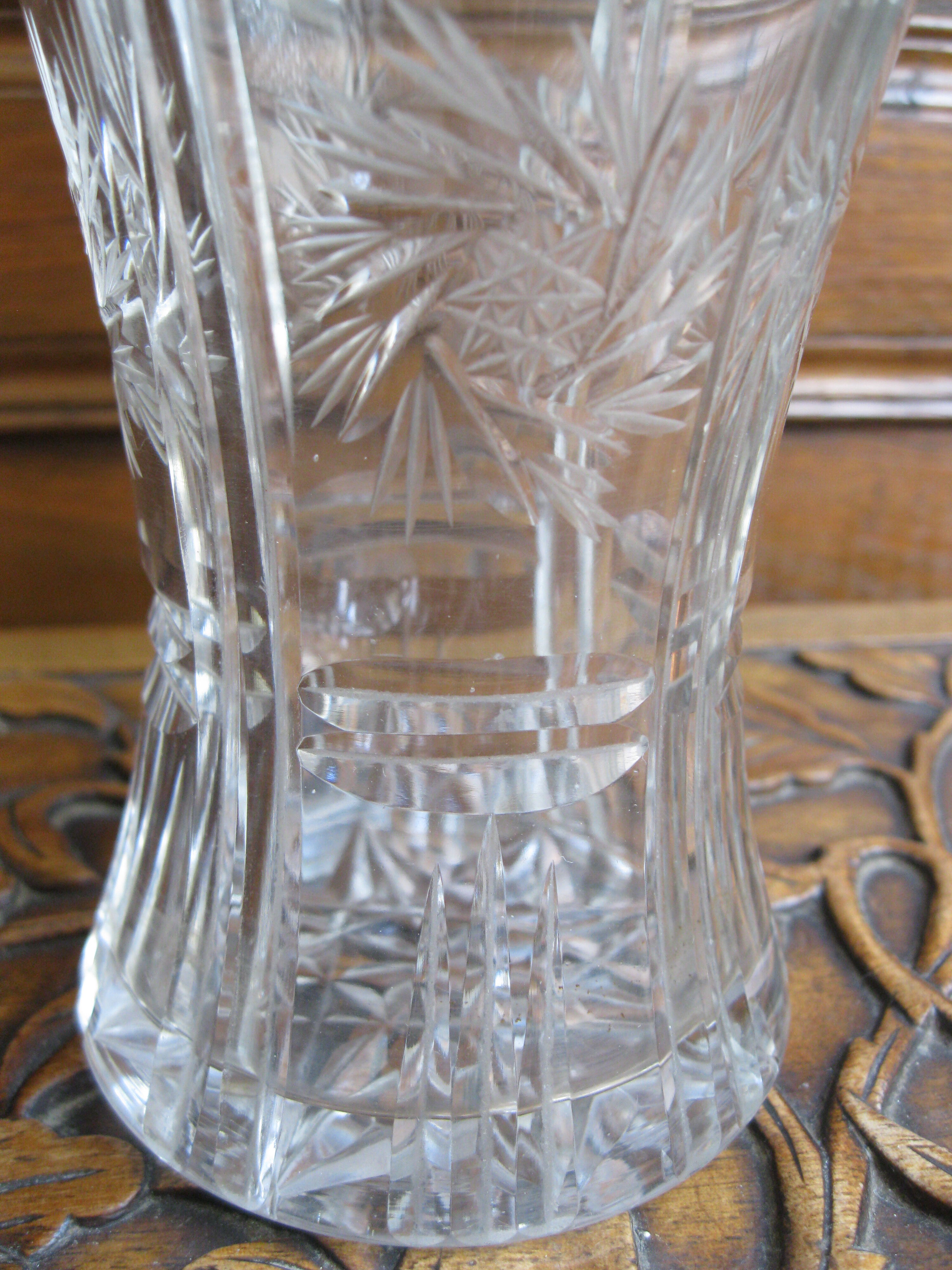 Art Deco cut crystal vase