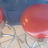 Paire de tabouret vintage fer et simili