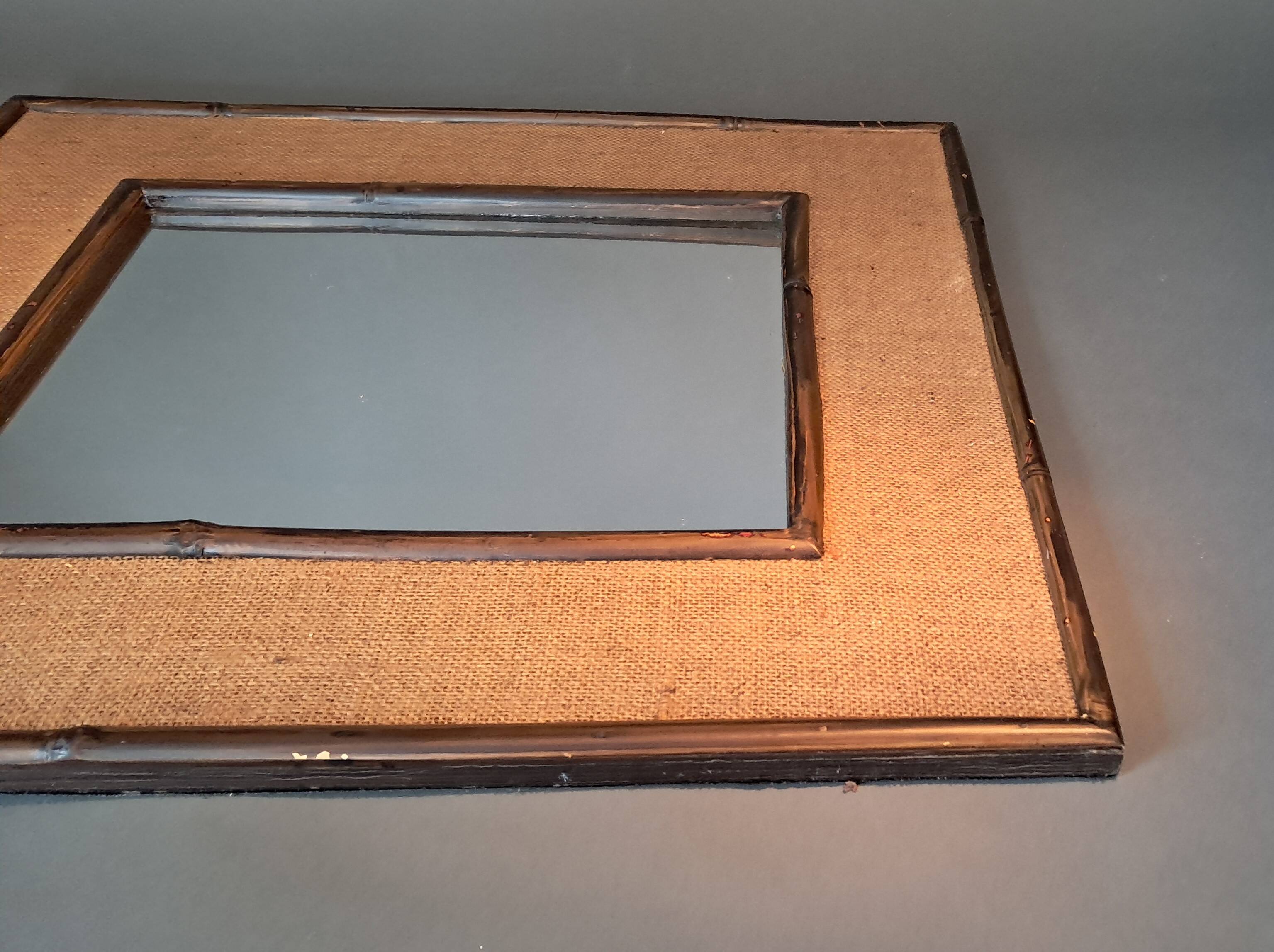 Miroir bambou et rotin vintage 1960/1970.