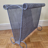 Vintage magazine holder in perforated metal, 39 cm