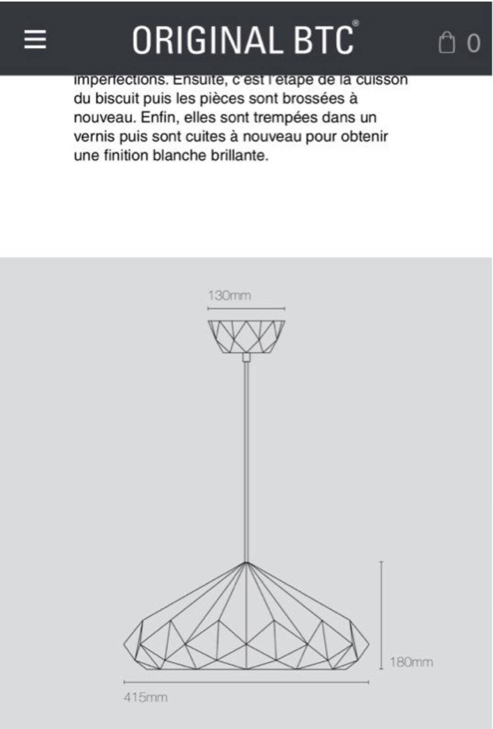 Suspension céramique blanche design géométrique - original btc
