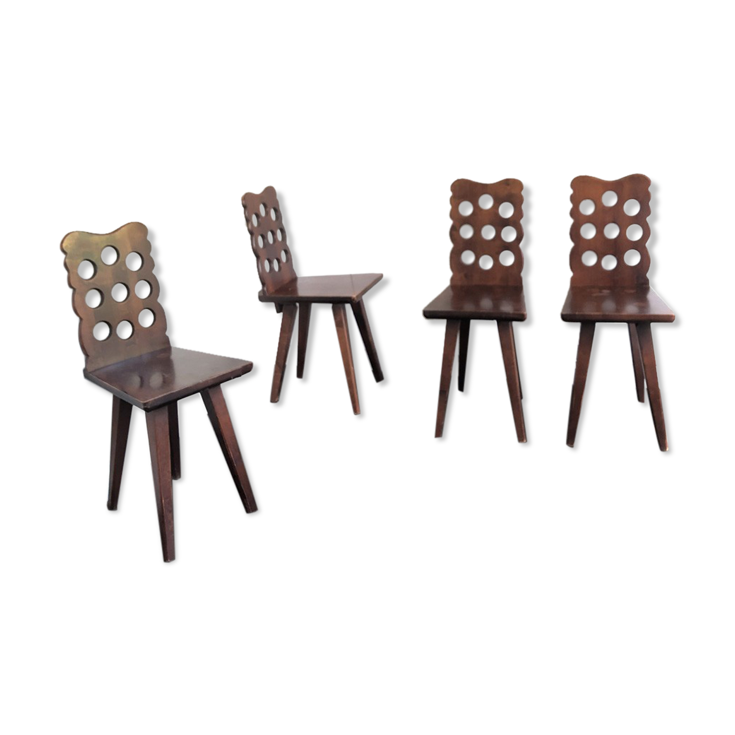 Lot de 4 chaises brutalistes vintage 50's