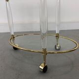 Italian Brass & Glass Bar Serving Cart Trolley, 1970s