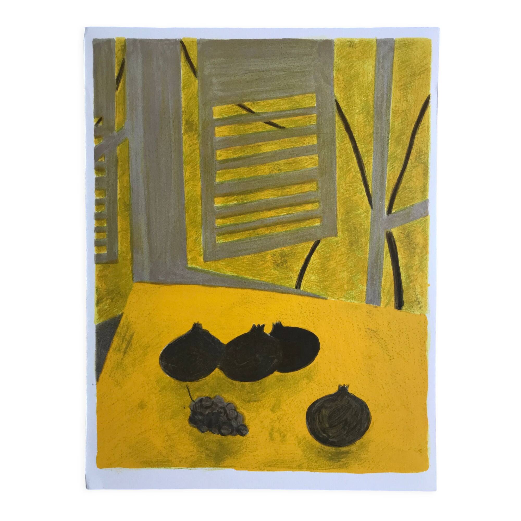 Original lithograph by Pierre Boncompain, Earthly Nourishments I, 1990