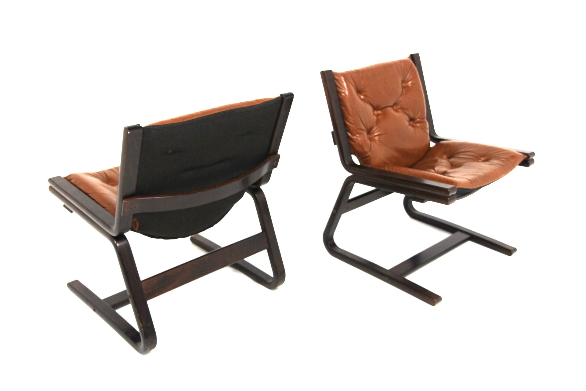 Set of 2 Scandinavian leather office chairs, Norway, 1960
