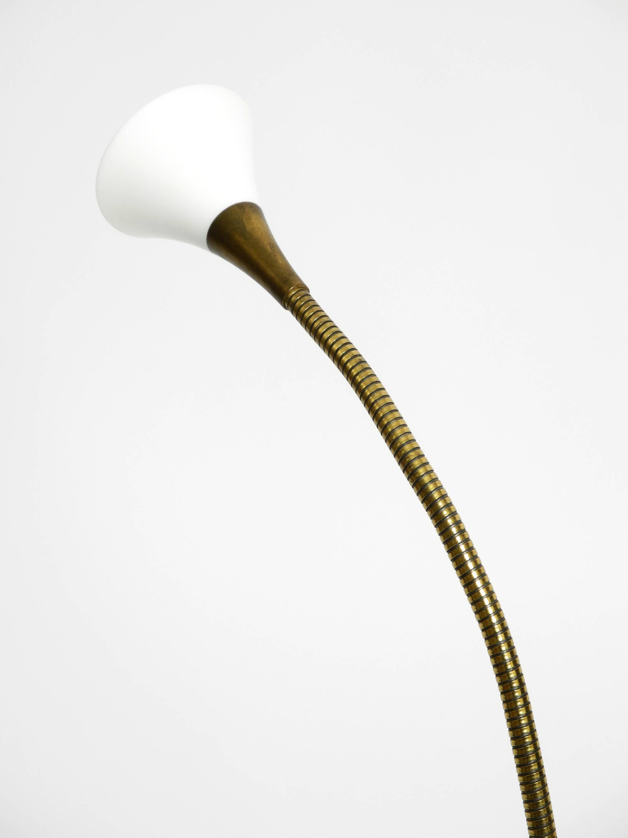 1980s brass halogen table lamp by Florian Schulz model Esa with gooseneck